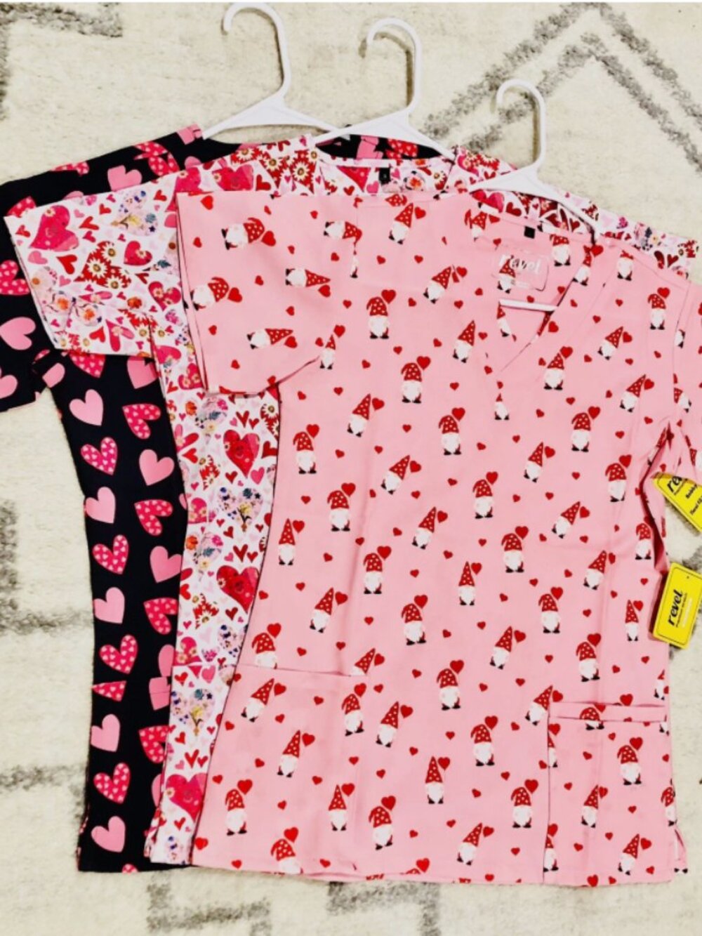 New Scrub Top Bundle Of 3 Pink Cute With Tags Size Small
